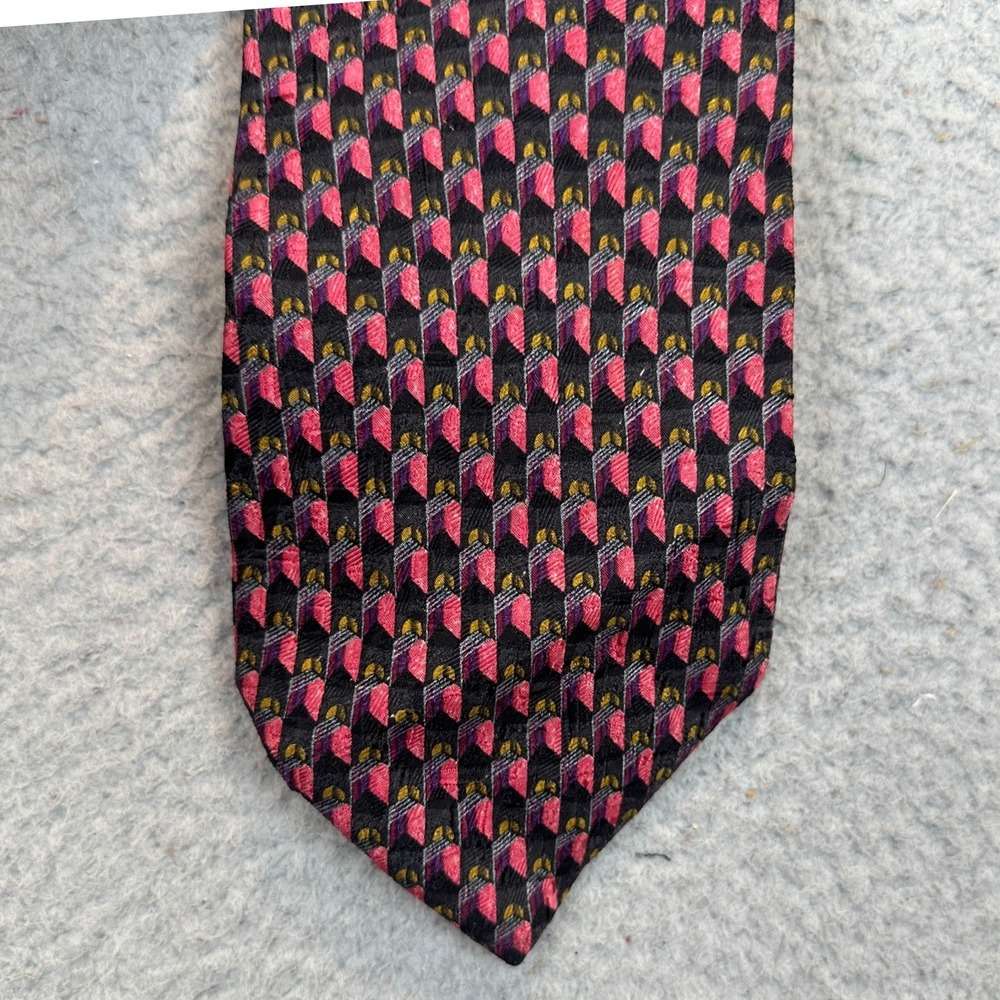 Ermenegildo Zegna Silk Tie Mens OS Disegno Esclusivo Pink Purple Geometric EUC